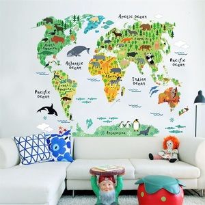 Children’s World Map Wall Art Decal - nursery play